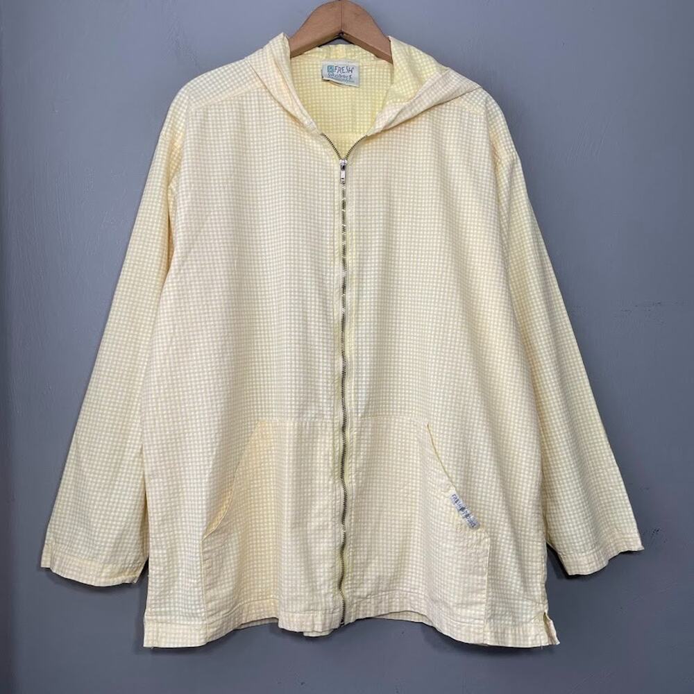 Fresh Produce Jacket Size Large Yellow White Gingham Checkered Country Preppy
